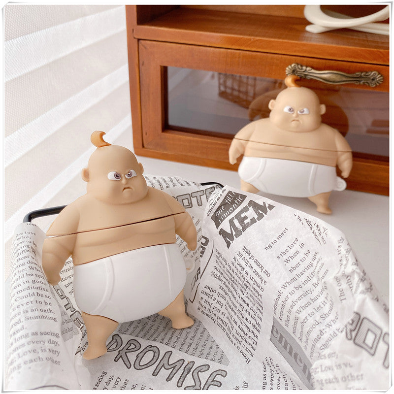 Compatible with Apple, Compatible with Apple , Cute Pet Little Fat Man Earphone Cover Earphone Bag Charging Compartment Box