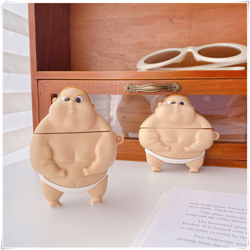 Compatible with Apple, Compatible with Apple , Cute Pet Little Fat Man Earphone Cover Earphone Bag Charging Compartment Box