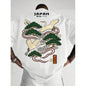 Men's Casual Versatile Simple Japanese Crane Print Top